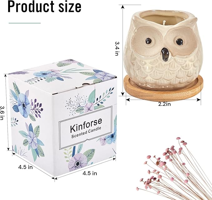Scented Candles - Sweet Orange Candle, Birthday Gift Set for Women, Owl Gifts, Best Friend Unique Happy Birthday Bath Candle Set