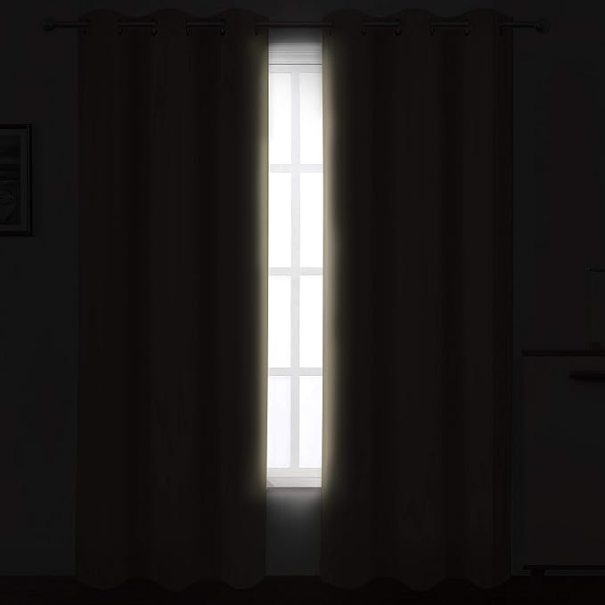 LEMOMO Beige Blackout Curtains/42 x 84 Inch/Set of 2 Panels Room Darkening Curtains for Bedroom