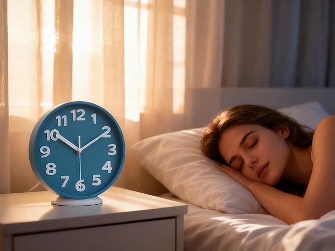 45MinST 8-Inch Blue Modern Wall Clock ?€? Silent Non-Ticking, 3D Large Numbers, Accurate Timekeeping | Decorative Wall & Desk Clock with Stand for Living Room, Bedroom, Kitchen, or Office