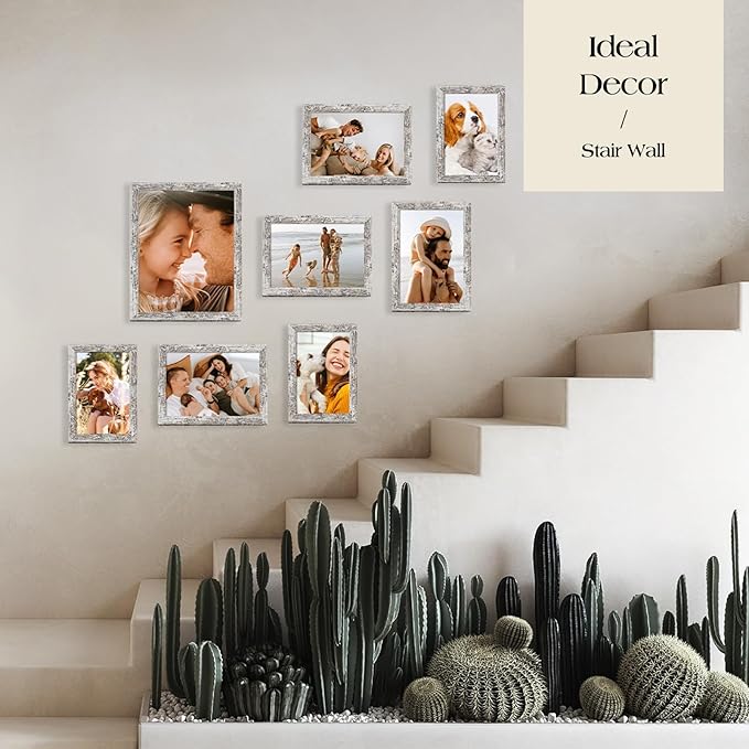 TWING Collage Picture Frames Wall Decor 10 Pack, Gallery Wall Rustic Picture Frame Set for Wall or Tabletop Display, Multi Sizes with Two 8x10, Four 5x7, and Four 4x6 Photo Frames