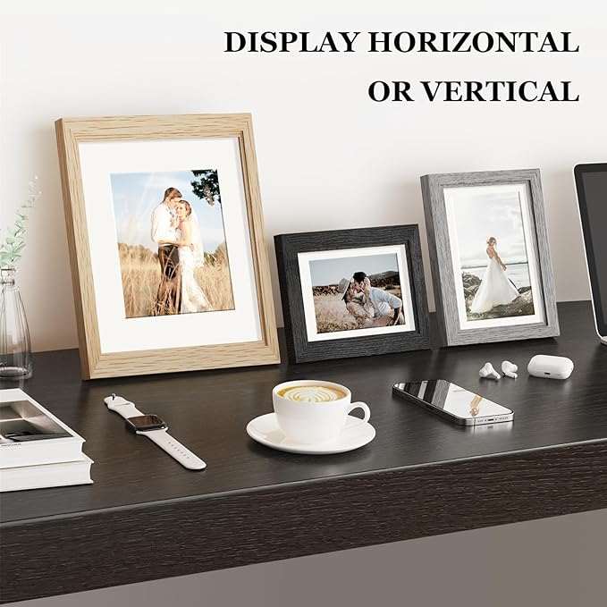 Picture Frames, Made of Real Glass and Wooden Frame, Gallery Photo Frames Set of 10 for Collage Wall Decor, Multi Sizes Including 8x10, 5x7, 4x6 for Mounting or Tabletop Display, Multi Color