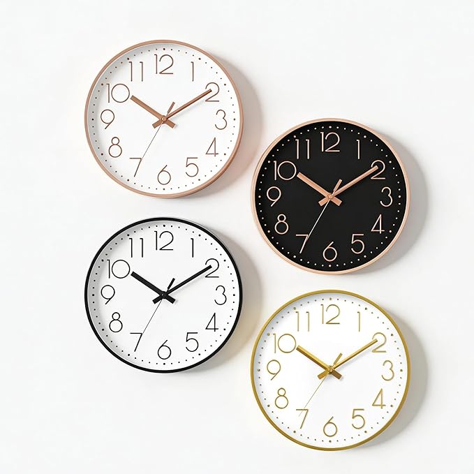 Wall Clock - 8 Inch Silent Non-Ticking Modern 3D Wall Clocks Battery Operated - Decorative Clock for Kitchen, Home Office, Bathroom, Bedroom(Rose Gold)