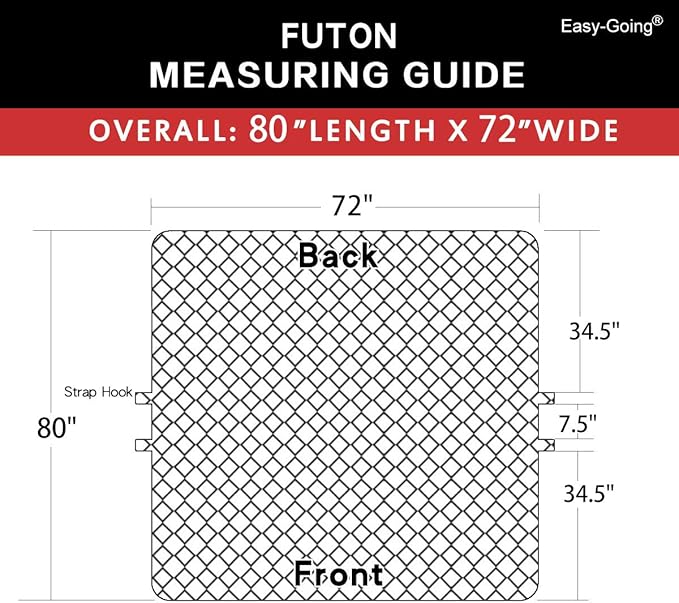 Easy-Going Futon Sofa Slipcover - Reversible Armless Couch Cover - Water Resistant for Pets & Kids (Black/Black)