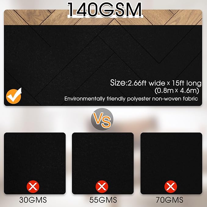 Black Carpet Runner for Party,140GSM 2.62FTx15FT Carpet Party Decorations,Black Runway Rug for Prom Felt Non-Woven Fabric,Runner for Wedding Ceremony