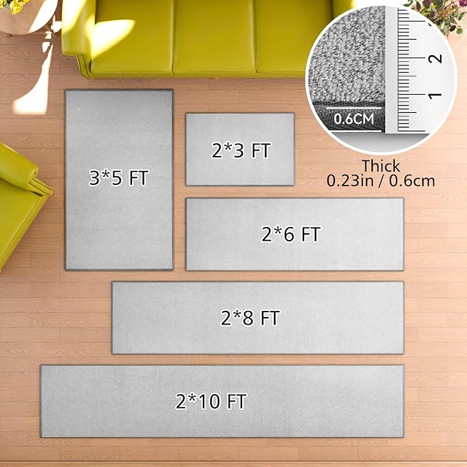 AREDO Door mat with Non Slip Rubber Backing, Washable Soft Floor Carpet for Kitchen, Hallway, Entryway Indoor, Bedroom, Laundry, Low Pile Area Rugs, Solid Color with Pointillism Style, 2 * 3 ft Grey