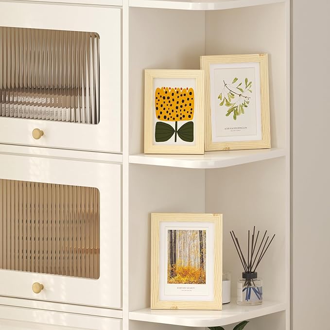 KINLINK 4x6 Picture Frame Wood Grain Set of 6, Wooden Photo Frames with Plexiglass for 4x6 without Mat for Table and Wall Display