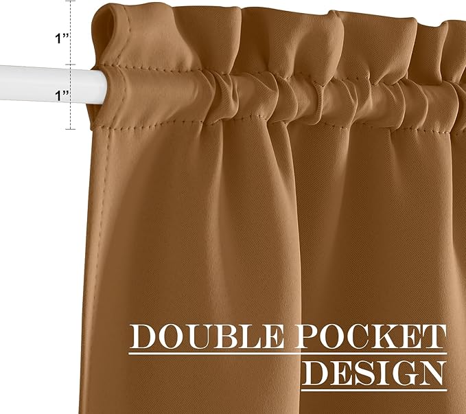 NICETOWN Sidelight Door Curtains for Living Room, Thermal Insulated Privacy Protect Energy Efficient Window Drape French Door Curtain with Tie Back Adjustable, 30 W x 72 L, Gold Brown, 1 Piece