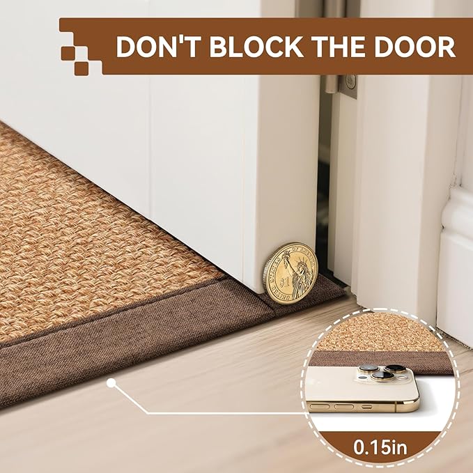 YDKGL Front Door Mat 2'x3', Jute Like Non-Slip Indoor Mat Entrance, Woven Washable Doormat for Front Indoor Entryway, Brown