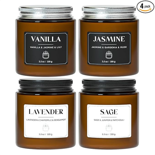 NORVENCE Scented Candles Gift Set, Stress Relief Candles for Home, Premium Soy Candle Set, Candles for Women and Men, Birthday Gifts (Black & White, 14 oz)