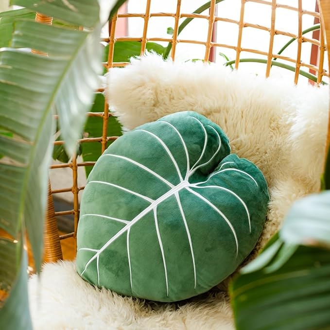 Green Philosophy Co. Philodendron Gloriosum Leaf Pillow - Moody Green