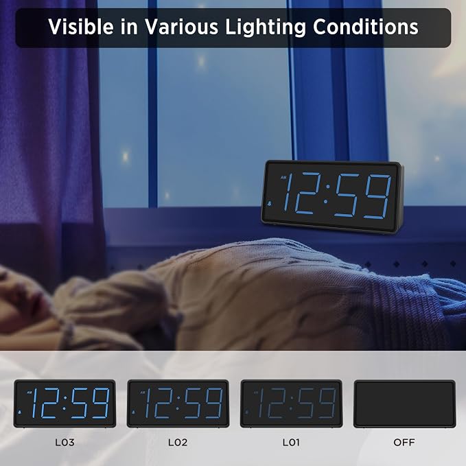 Peakeep Battery Operated Digital Alarm Clock for Bedrooms Big Numbers - Image 5