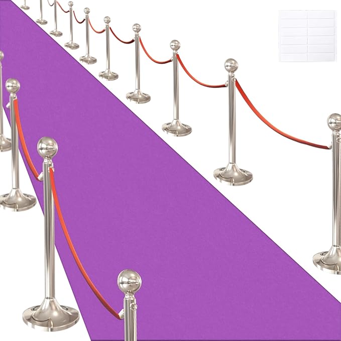 Red Carpet Runner for Party,140GSM 2.6FTx15FT Carpet Party Decorations,Red Runway Rug for Prom Felt Non-Woven Fabric,Runner for Wedding Ceremony (Purple, 2.6x30 FT)