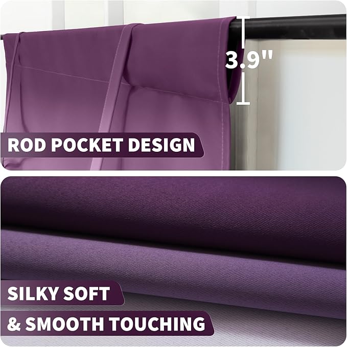 COSVIYA 100% Blackout Ombre Purple Adjustable Tie Up Curtains for Kitchen Thermal Insulated Room Darkening Valance Rod Pocket Balloon Roman Shade for Small Window,48" L x 42" W, 1 Panel