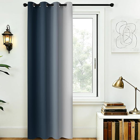 COSVIYA Curtains & Drapes Ombre Navy Blue Gradient Drape 84 inch Long 1 Panel,Grommet Room Darkening Light Blocking Insulated Thermal Window Treatments for Bedroom/Living Room,52x84inches