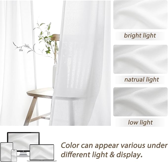 PleatedDrapes Extra Long White Curtains120 Inches, Modern Designer Curtain 10 Foot Light Filtering Semi Sheer Curtain for Living Room/Apartment Pinch Pleat Heavy Duty Linen Tall Ceiling Track 2 Panels
