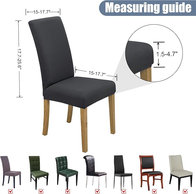 BIETYONE Chair Covers,Dining Room Chair Covers Set of 6,Stretch Kitchen Chair Cover,Washable Dining Chair Cover,Parsons Chair Slipcovers Protective,for Home,Restaurant,Banquet