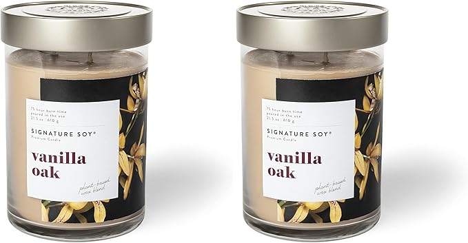 Signature Soy Lidded Vanilla Oak Scented Candle, Extra Large Jar (Pack of 2)