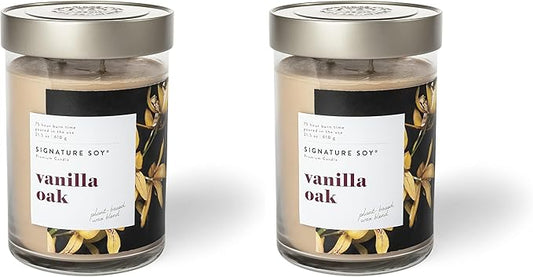 Signature Soy Lidded Vanilla Oak Scented Candle, Extra Large Jar (Pack of 2)