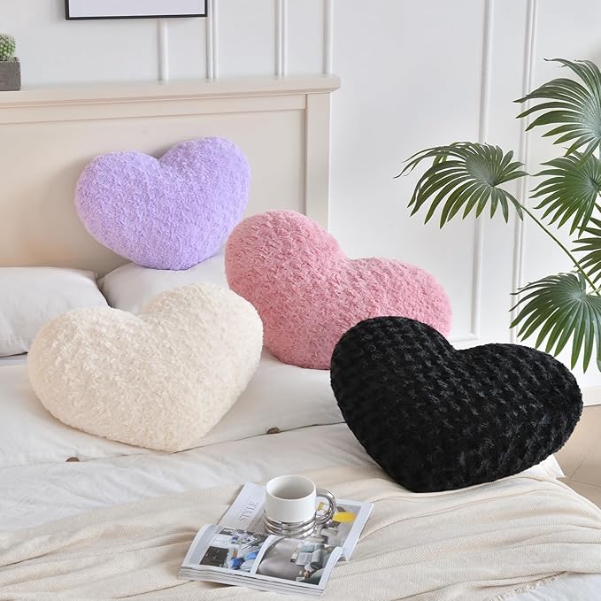 Heart Pillow, Soft Heart Shaped Pillow with Room Decorative Throw Pillows for Bed Couch Chair Sofa, Heart Shaped Cute Throw Pillow Cushion for Bedroom Living Room (Lavender, Mini 12.9" x 9.8")