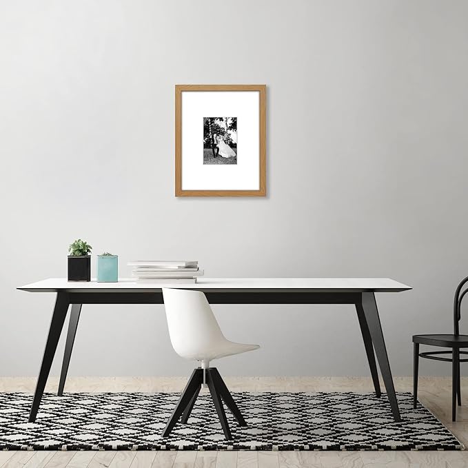 Americanflat 11x14 Picture Frame with Shatter-Resistant Glass - Use as 5x7 Frame with Mat or Display 11x14 Photo Without Mat - Signature Collection - Picture Frames for Wall Display - Dark Oak