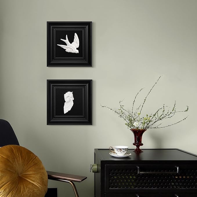 FOLKOR LIFE Black and White Framed Wall Art Sculpture for Home Decor, Classic Bird Decor Hanging Wall Decor Plaque for Modern Farmhouse Vintage Living Room, Bedroom, Hallway, Entryways Decoration
