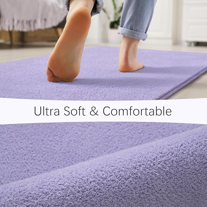 Soft Rugs for Living Room 5x7 Light Purple, Modern Area Rug for Bedroom Nursery Dorm, Thickened Throw Rugs for Girls Kids, Washable Indoor Floor Carpets