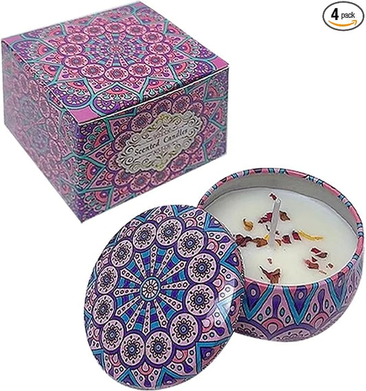 Scented Candles, Blue Wind Chimes Aromatherapy Candles for Home, Long Burn Scented Candles with Lid, Sustainable Use of Tin Boxes