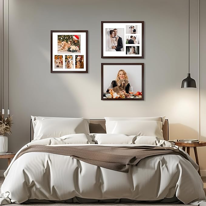 Golden State Art 14x16 Brown Wood Picture Frame - White Mat for 8x10 and 4x6 Photos - Real Glass, Sawtooth Hanger, Swivel Tabs - Wall Mounting - Great for Posters, Weddings, and Engagements