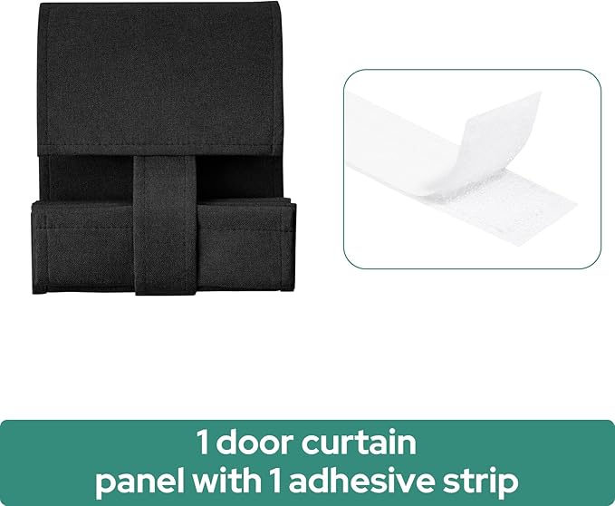 HOMEIDEAS Classroom 100% Linen Blackout French Door Curtains, Classroom Door Window Cover, Privacy Shades Thermal Insulated Small Window Covering, 1 Panel, W8 X L36 Inch, Black