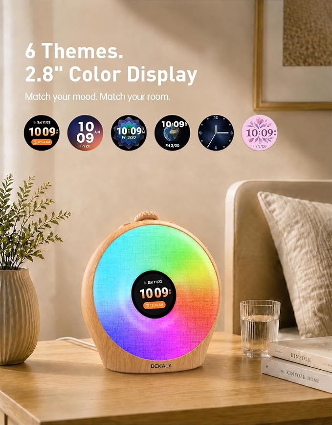 Dekala Sunrise Alarm Clock for Heavy Sleepers with Pulse Wake, Sunset Sound Machine with Breathing Ambient Light, Loud Alarm for Bedrooms, Wake Up Light, Digital Color Display & 7 Themes, No App - Image 6