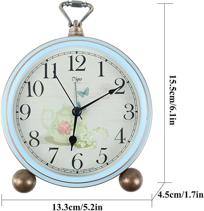 Maxspace 5.2in Desk Clock, Retro Silent Analog Clock Non-Ticking & Battery Operated with Quartz Movement,Clock Decor for Bedroom Living Room - Image 7