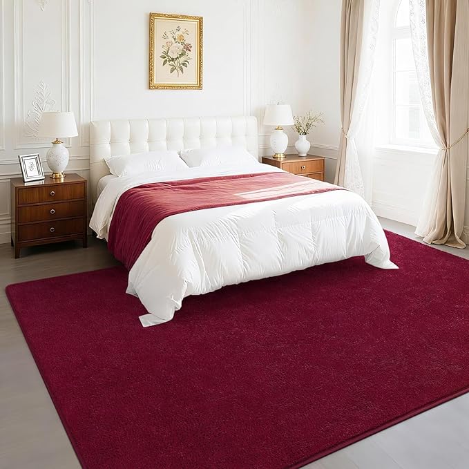 Soft Rugs for Living Room 6x9 Wine Red, Minimalist Area Rug for Bedroom Nursery Dining Table Dorm, Large Throw Rugs for Men Boys Girls Kids Room Indoor Floor Carpets