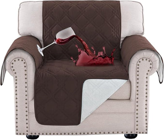 Turquoize 100% Waterproof Couch Cover Sofa Covers for 1 Cushion Couch Chair Covers Triple Non-Slip Washable Furniture Protector Cover for Pets, Kids, Dog (Chair 23", Chocolate)