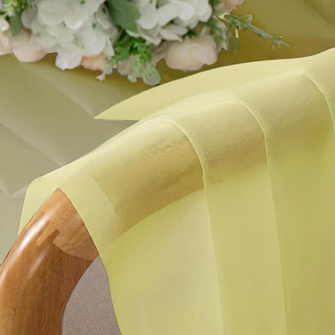Lecloud Goose Yellow Sheer Curtains 63 Inch Length 2 Panels, Light Filtering Voile Bedroom Curtains with Rod Pocket, Airy Farmhouse Window Drapes for Living Room Dining Room, Each Panel 42" W x 63" L