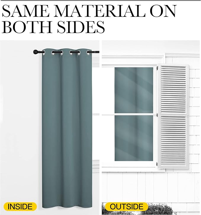 NICETOWN Modern Blackout Curtains Noise Reducing, Greyish Blue, 2 Panels, W55 x L108 -Inch, Thermal Insulated and Privacy Room Darkening Drape Panels for Boy's Guest Room Door Window