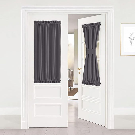 NICETOWN Window Curtain for French Door - Thermal Insulated Blackout Patio Door Curtain/Sidelight Curtain Panel, Classroom Cover for Privacy Lockdown Shade (25W by 40L Inches, Grey, One Panel)