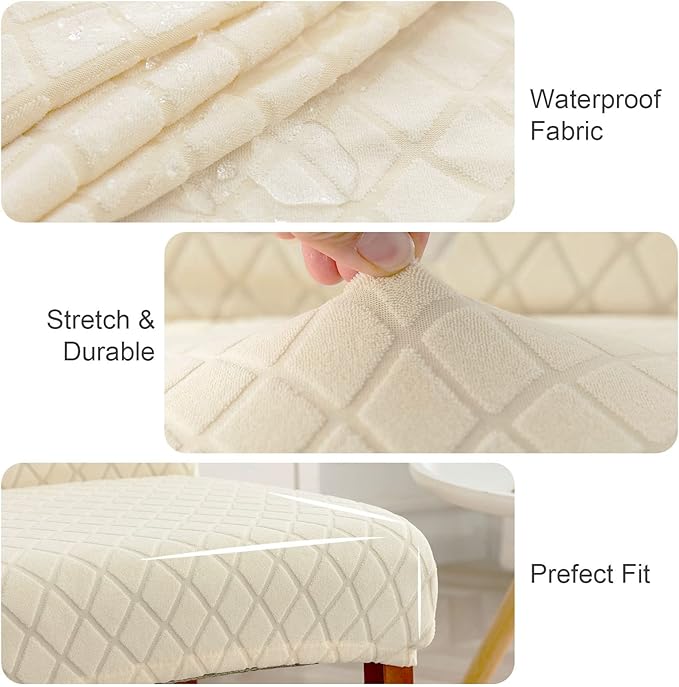 Genina Waterproof Chair Covers for Dining Room Set of 4, Dining Chair Cover Removable Parson Chair Slipcover Chair Protectors Covers for Kitchen (Argyle-Beige, 4 PCS)