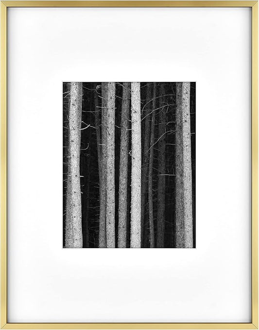 MCS Master & Co. Foundry Metal 14x18 Matted Picture Frame with 8x10 Photo Display, Brass Vertical & Horizontal Wall Hanging Frame for Photos & Artwork (1-Pack)