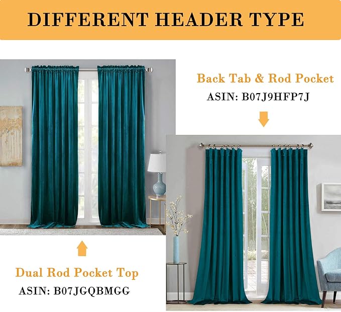 StangH Teal Velvet Curtains Blackout - Heavy-Duty Thermal Insulated Drapes Home Decor for Farmhouse Living Room/Villa Window, 52 by 84-Inch, 2 Panels