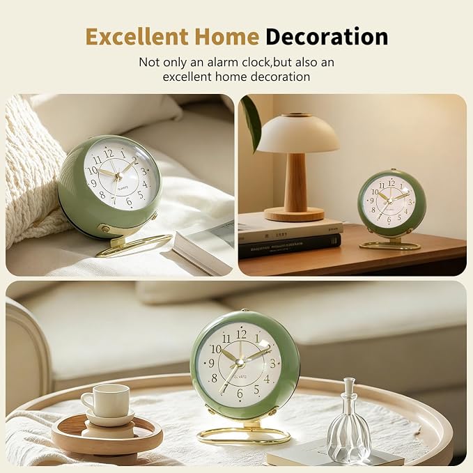 Analog Alarm Clock, Retro Small Desk Clock with Night Light, Cute Simple Design, Silent Non-Ticking, Battery Powered, Backlight Clock for Bedroom,Travel,Kitchen,Bedside Desktop Decor - Image 6