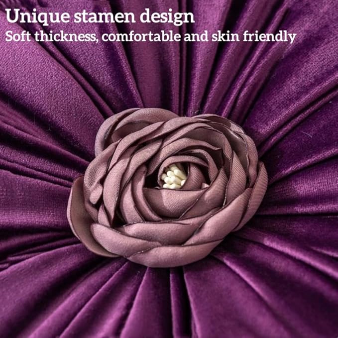 Flower Pillow Cushion Round Decorative Throw Pillow 15.7 Velvet Flower Shaped Pillow for Sofa Couch Vanity Chair Bed