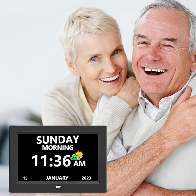 10 Inch Digital Clock with Day and Date for Elderly Alzheimer's Clock Customizable Alarms 3 Display Modes Large Font Alarm Clock for Seniors Auto DST