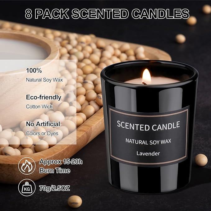 Candle Set, Holiday Scented Candle Soy Candles for Home Scented, Candle Gift Set for Women Men Holiday Candle Aromatherapy Candles, Women Gifts