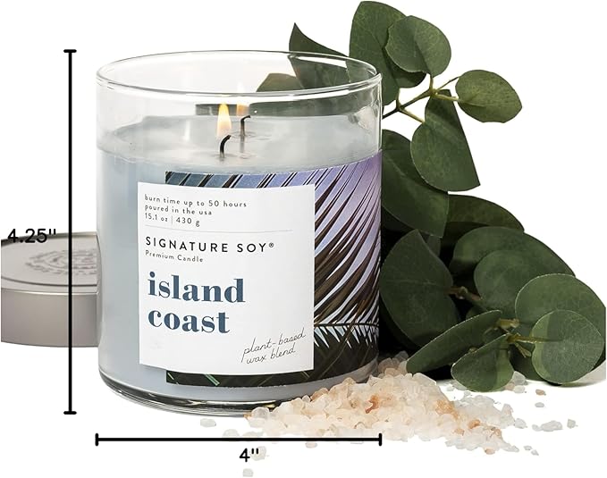Signature Soy Lidded Island Coast Scented Candle, Large Jar