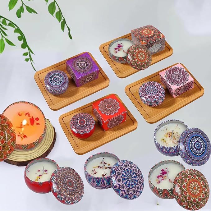 Rose Scented Candles, Aromatherapy Candles for Home, ong Burn Scented Candles with Lid, Sustainable Use of Tin Boxes