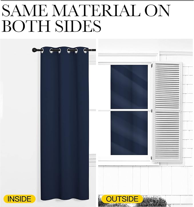 NICETOWN Navy Blackout Curtains 96" Long for Living Room, Thermal Insulated Window Treatment Light Reducing Room Darkening Drapes for Boys Kids Bedroom, Classroom, Apartment (55" W x 96” L, Set of 2)