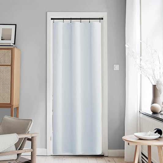 NICETOWN Doorway Curtains, Closet Window for Bedroom, Thermal Insulated Noise Reducing Room Darkening French Door Curtains for Glass Door Office, 42" Wide x 80" Long, 1 Panel, Greyish White