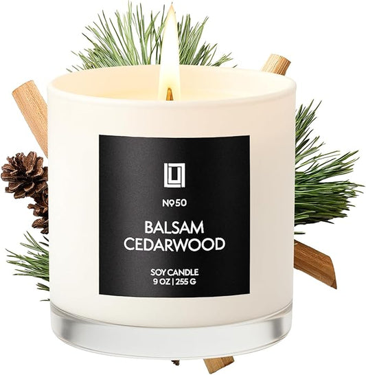 Lulu Candles | Balsam & Cedarwood | Smells Like Fresh Fir | Luxury Scented Soy Jar Candle | Hand Poured in The USA | Highly Scented Long Lasting (9 Oz.)
