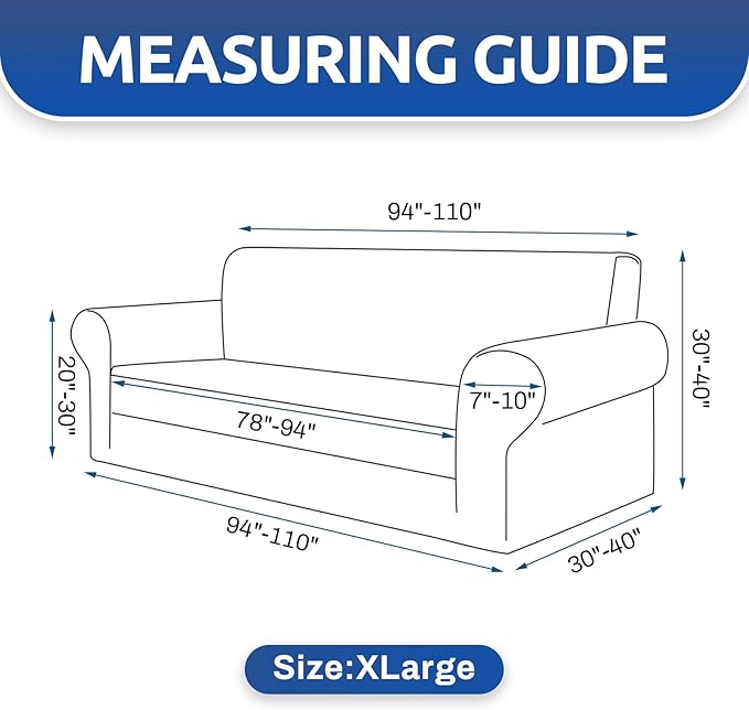 KEKUOU Stretch Oversized Sofa Slipcover 1 Piece Couch Sofa Cover (94"-110") Furniture Protector 4 Seater Sofa with Elastic Bottom for Kids,Pet.Jacquard Checked Pattern Fabric(X Large,Champagne)