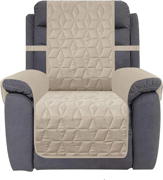 Ameritex Waterproof Nonslip Recliner Cover Christmas Decor Stay in Place, Dog Couch Recliner Cover Furniture Protector for Pets and Kids (Beige, 30'')